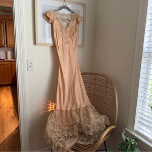 Elegant 1930’s Peach Silk Gown